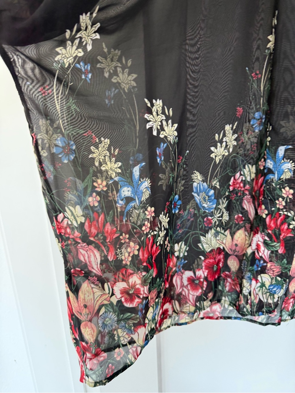 Black Sheer Floral Kimono - Picture 3 of 5
